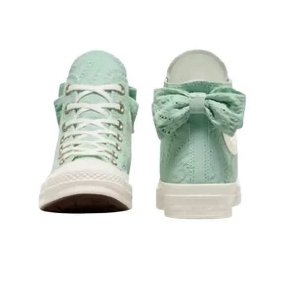 NEW Women's Converse Chuck 70 Bow Mint Green Embroidered Floral Paisley Sneakers - Picture 3 of 8